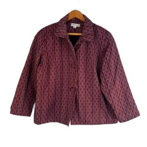 Coldwater Creek Asian Flair Embossed Maximalist Multicolor Jacket Plus Size 1X